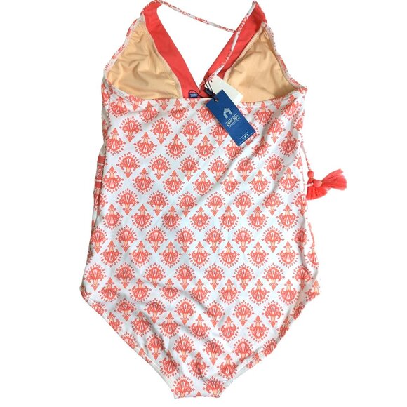 Talbots Cabana Life Embroidered Halter One Piece size L Tropical Beach UPF 50+ - Picture 8 of 14